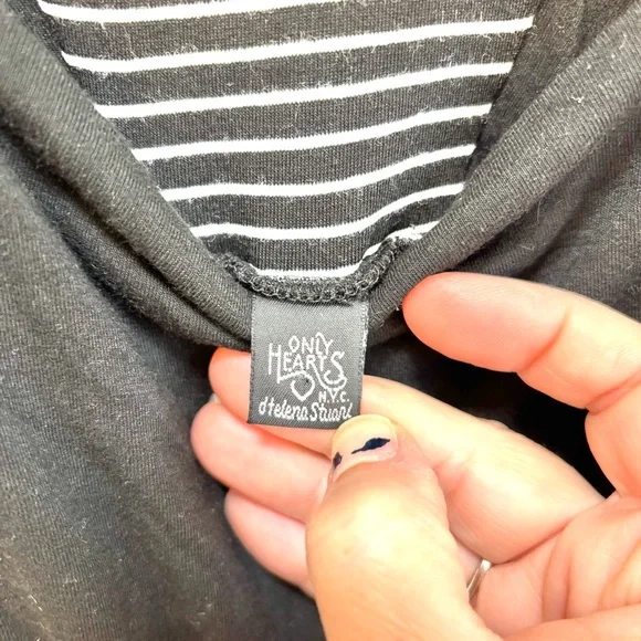 Only Hearts Black Dress Striped Back Made in USA Size Large Summer - Picture 2 of 8